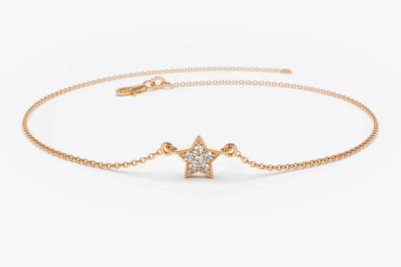 0.06CTW Moissanite Tiny Star Diamond Bracelet