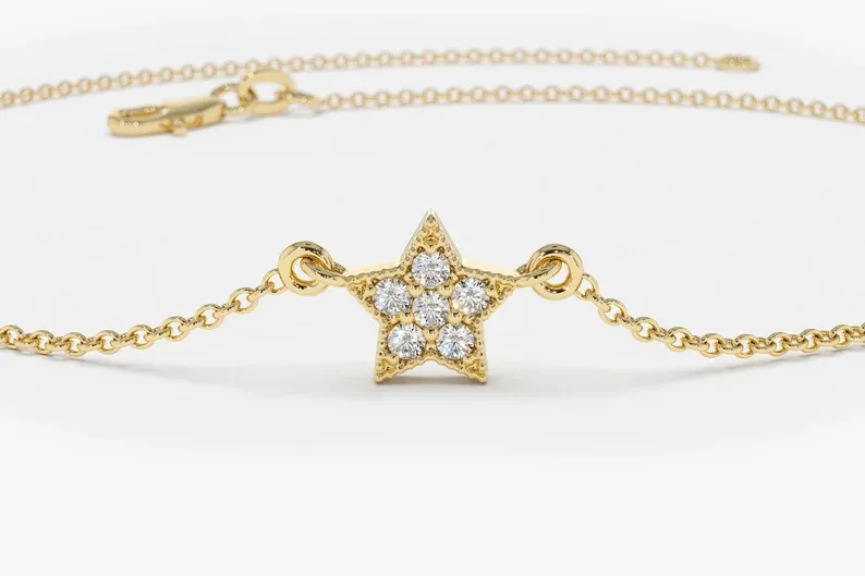0.06CTW Moissanite Tiny Star Diamond Bracelet