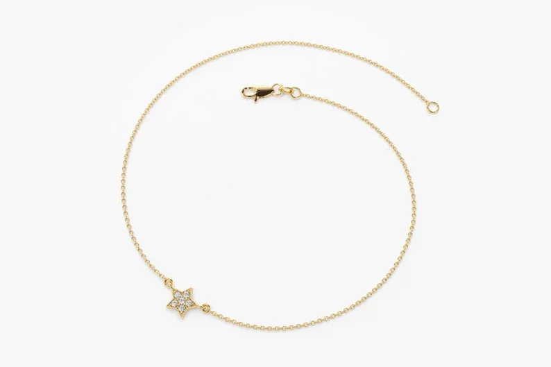 0.06CTW Moissanite Tiny Star Diamond Bracelet