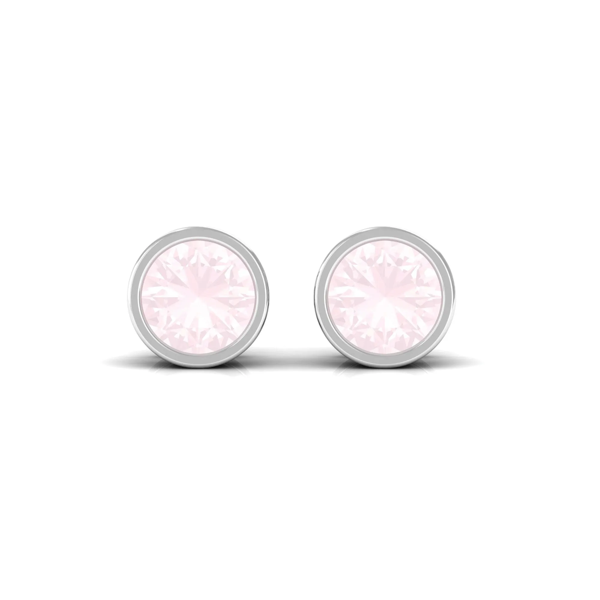 0.50 CT Rose Quartz Solitaire Stud Earrings in Bezel Setting