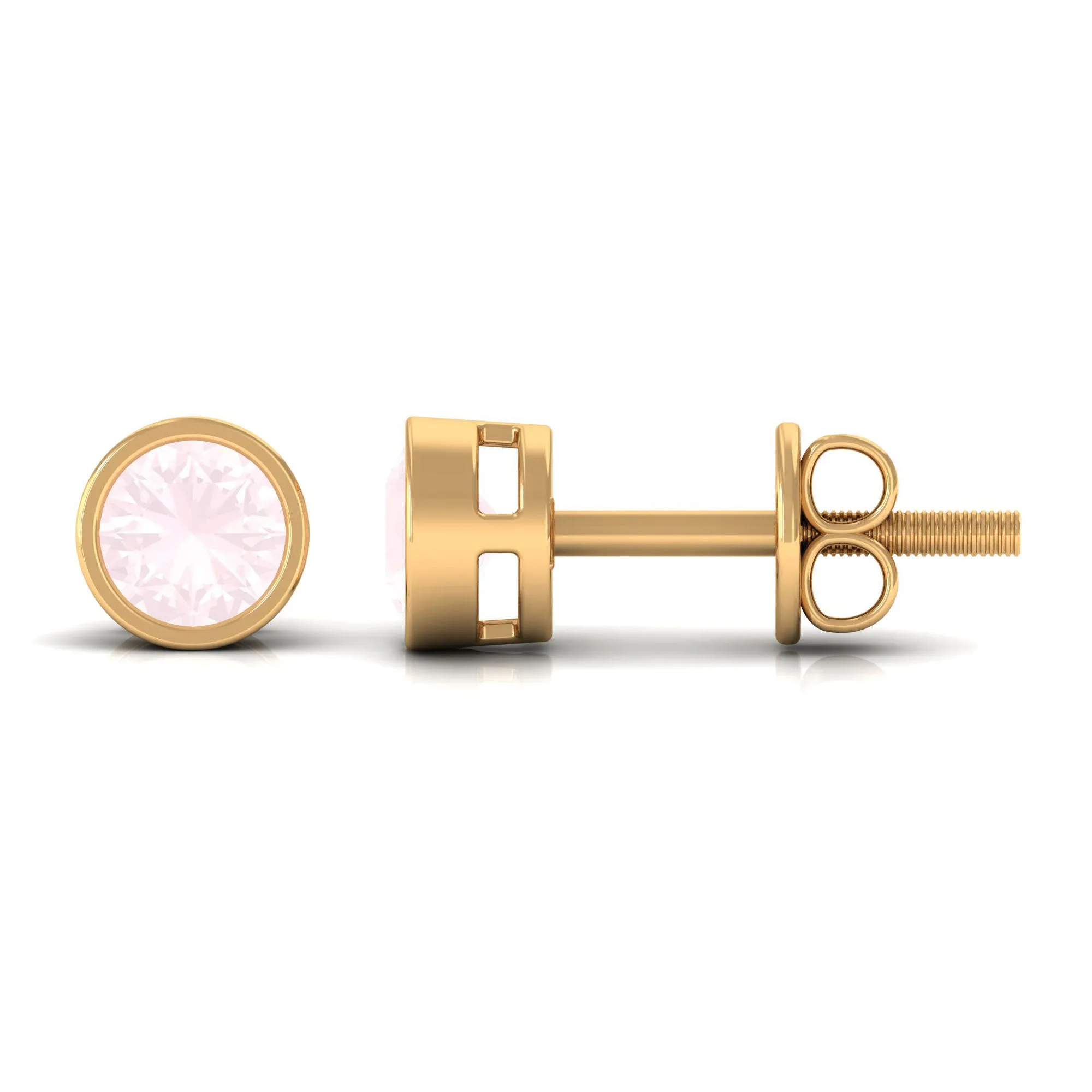 0.50 CT Rose Quartz Solitaire Stud Earrings in Bezel Setting