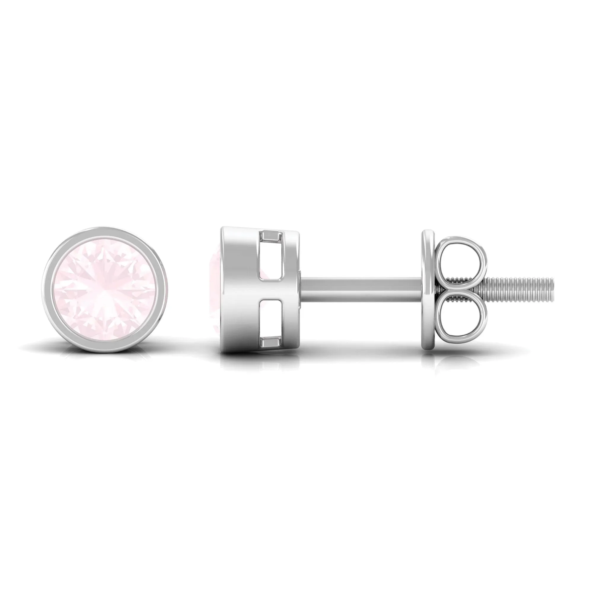 0.50 CT Rose Quartz Solitaire Stud Earrings in Bezel Setting