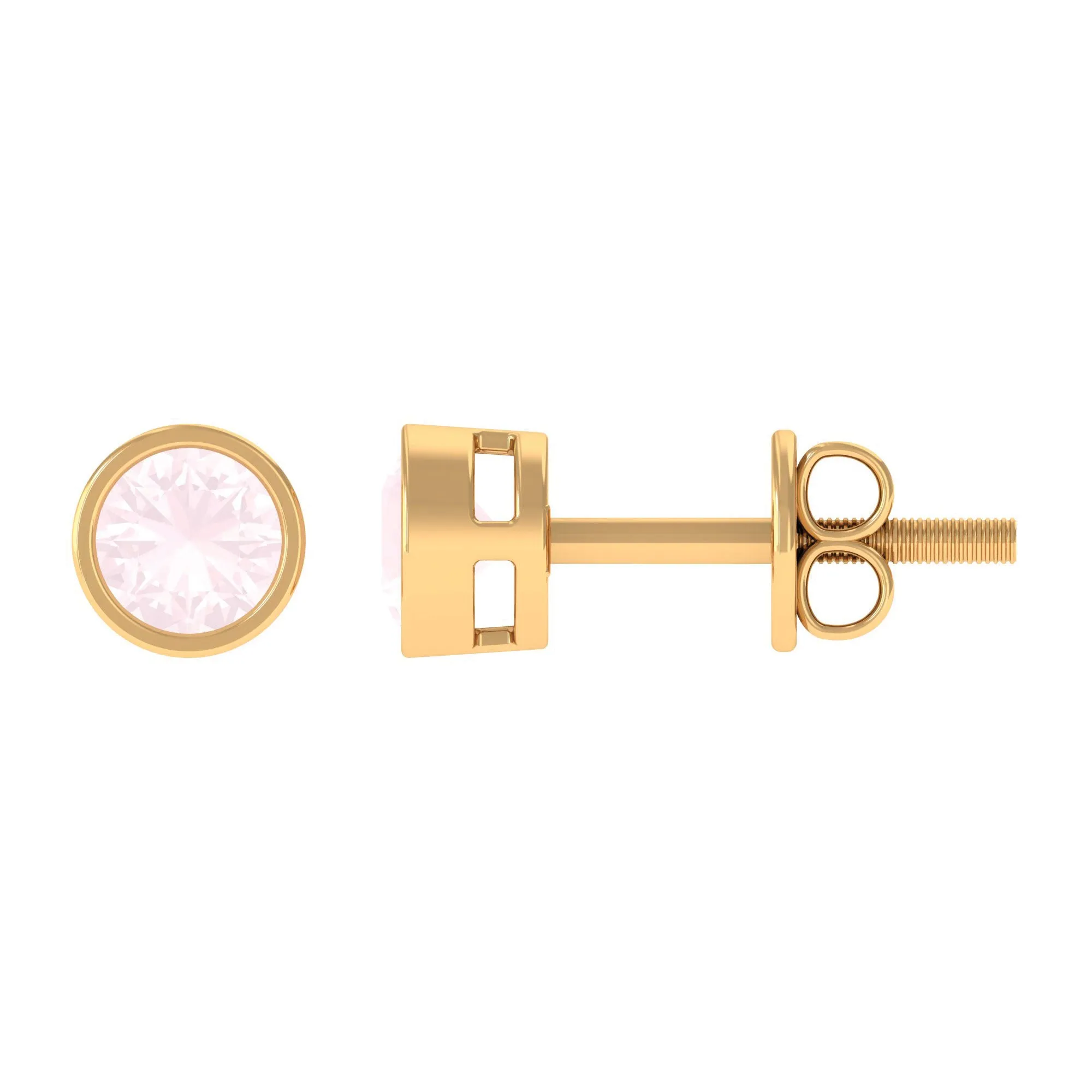 0.50 CT Rose Quartz Solitaire Stud Earrings in Bezel Setting