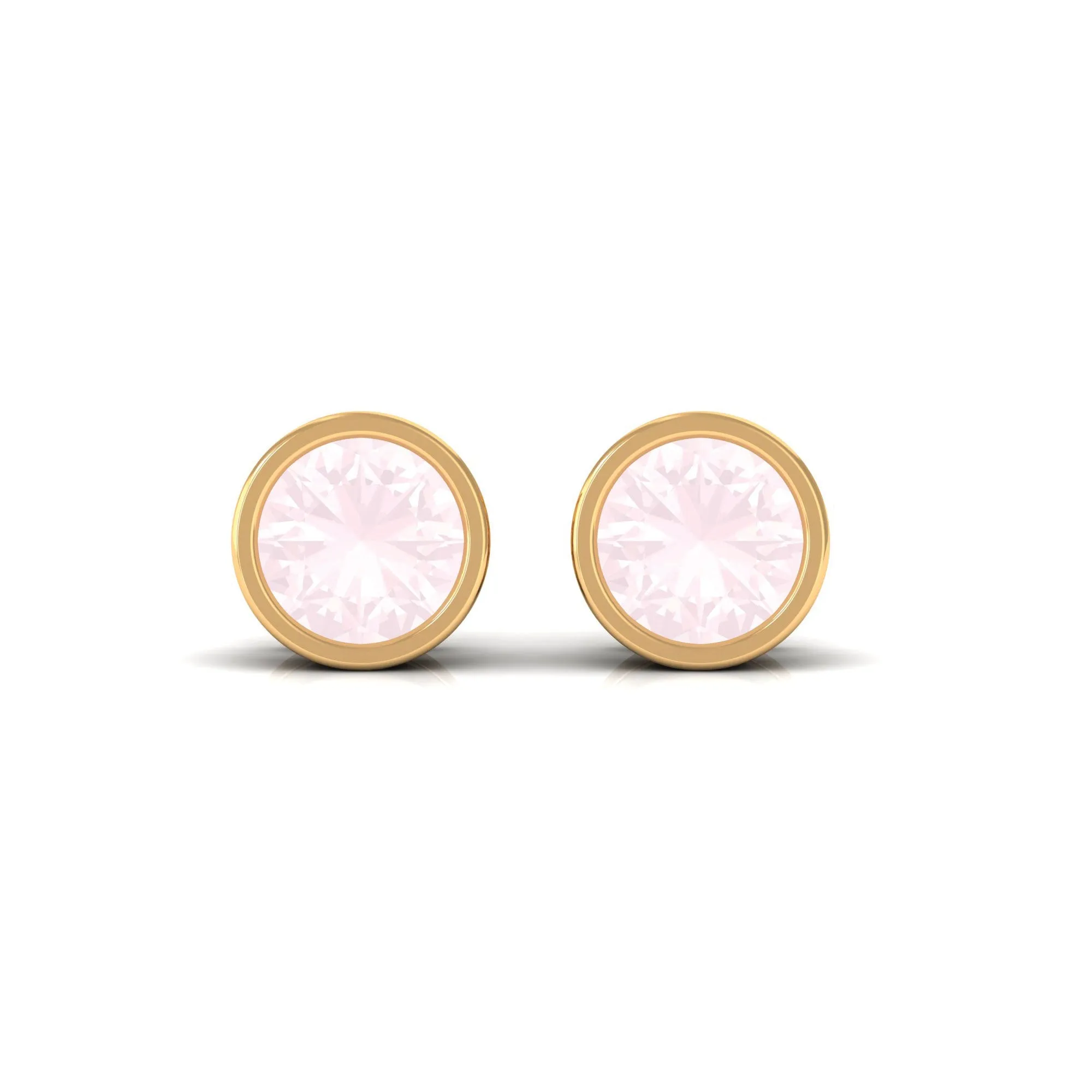 0.50 CT Rose Quartz Solitaire Stud Earrings in Bezel Setting