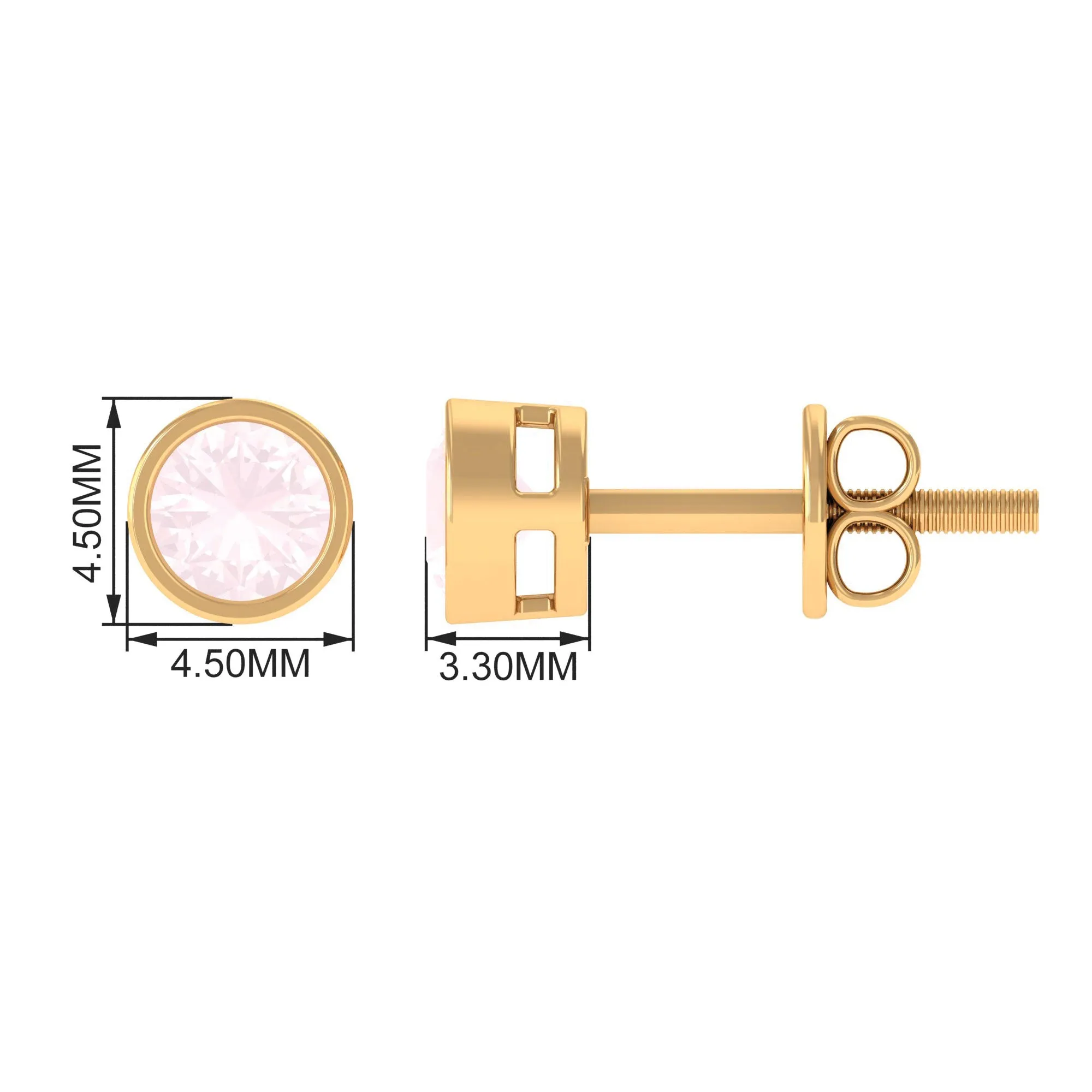 0.50 CT Rose Quartz Solitaire Stud Earrings in Bezel Setting