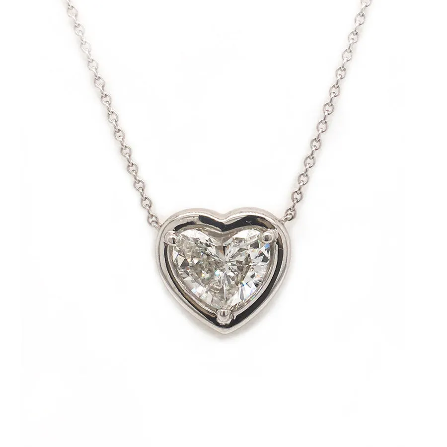 1.01ct Heart Shaped Diamond Pendant in Platinum with 16.5" Chain