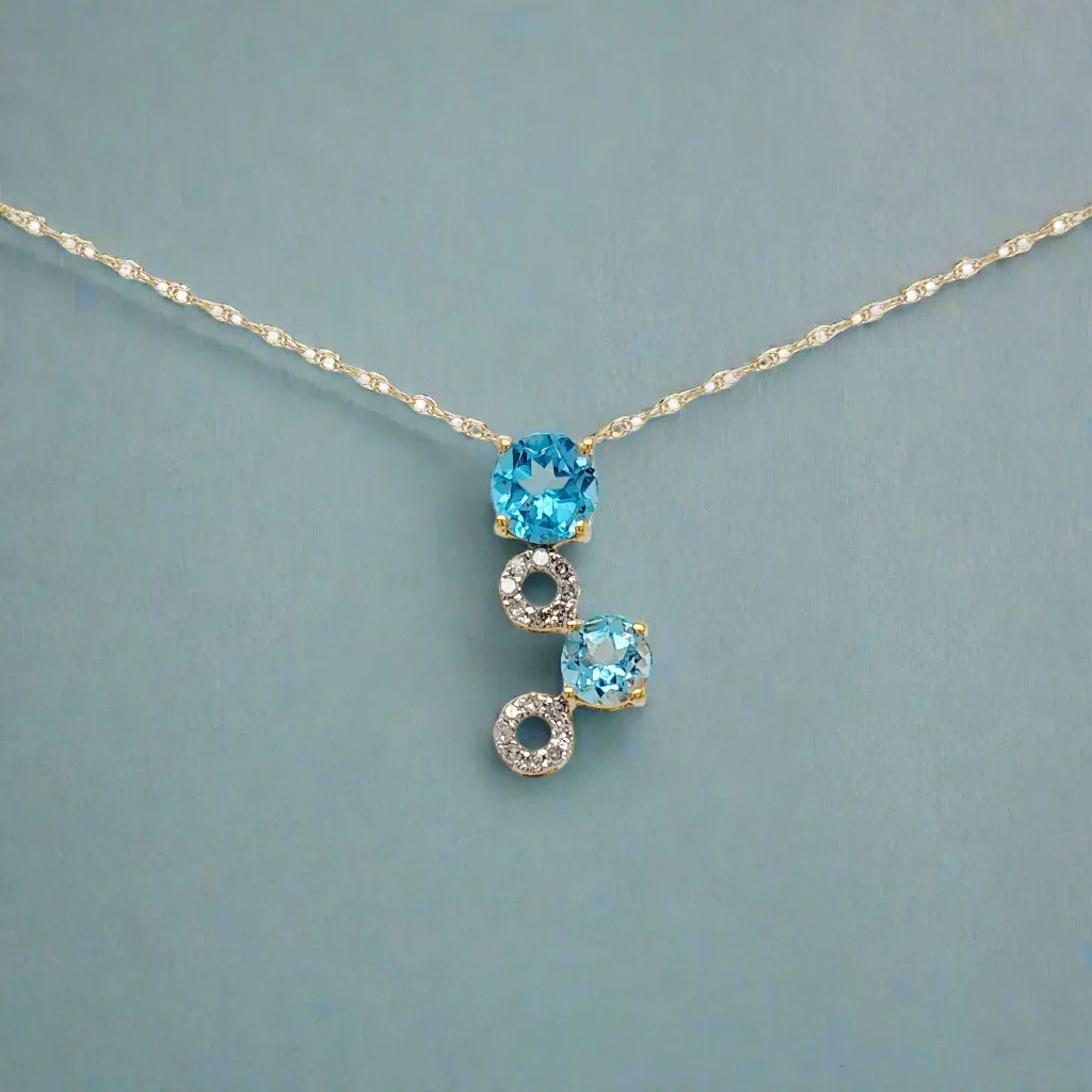 10K Gold and Stone Circles Pendant Necklace