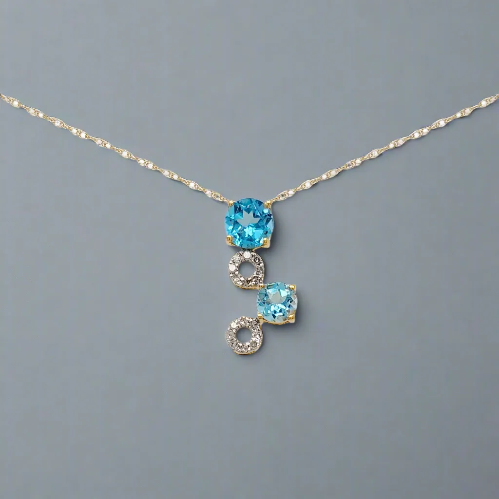 10K Gold and Stone Circles Pendant Necklace