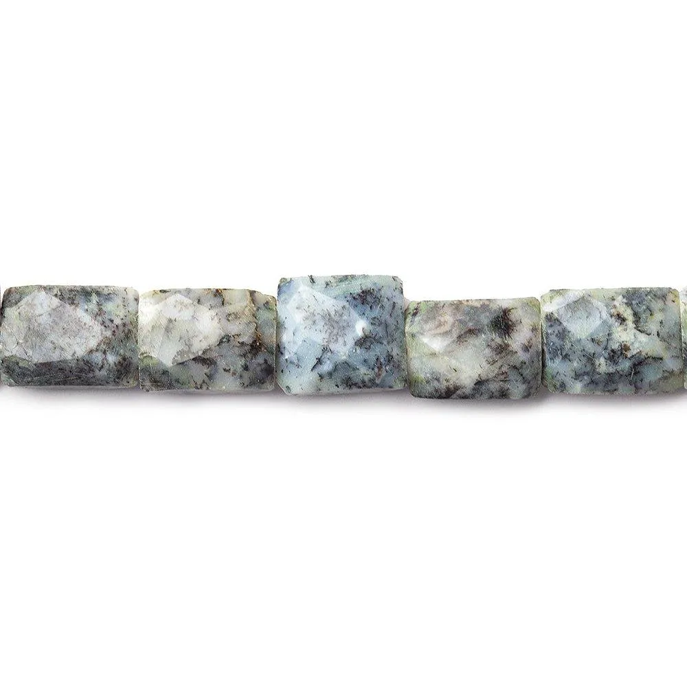 11mm Dendritic Opal Faceted Rectangle Beads, 15 inch