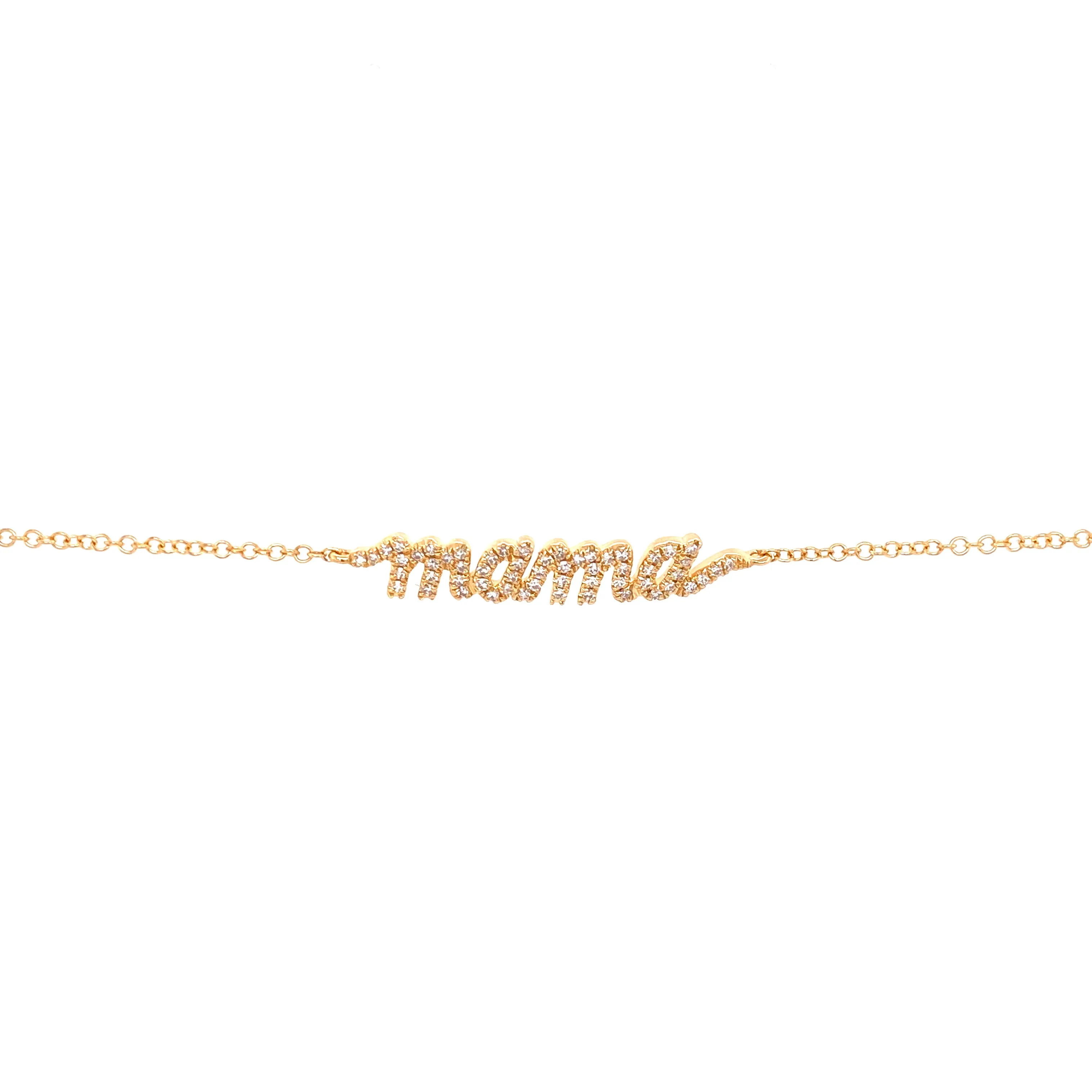 14K Rose Gold Diamond "Mama" Script Bracelet