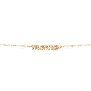14K Rose Gold Diamond "Mama" Script Bracelet