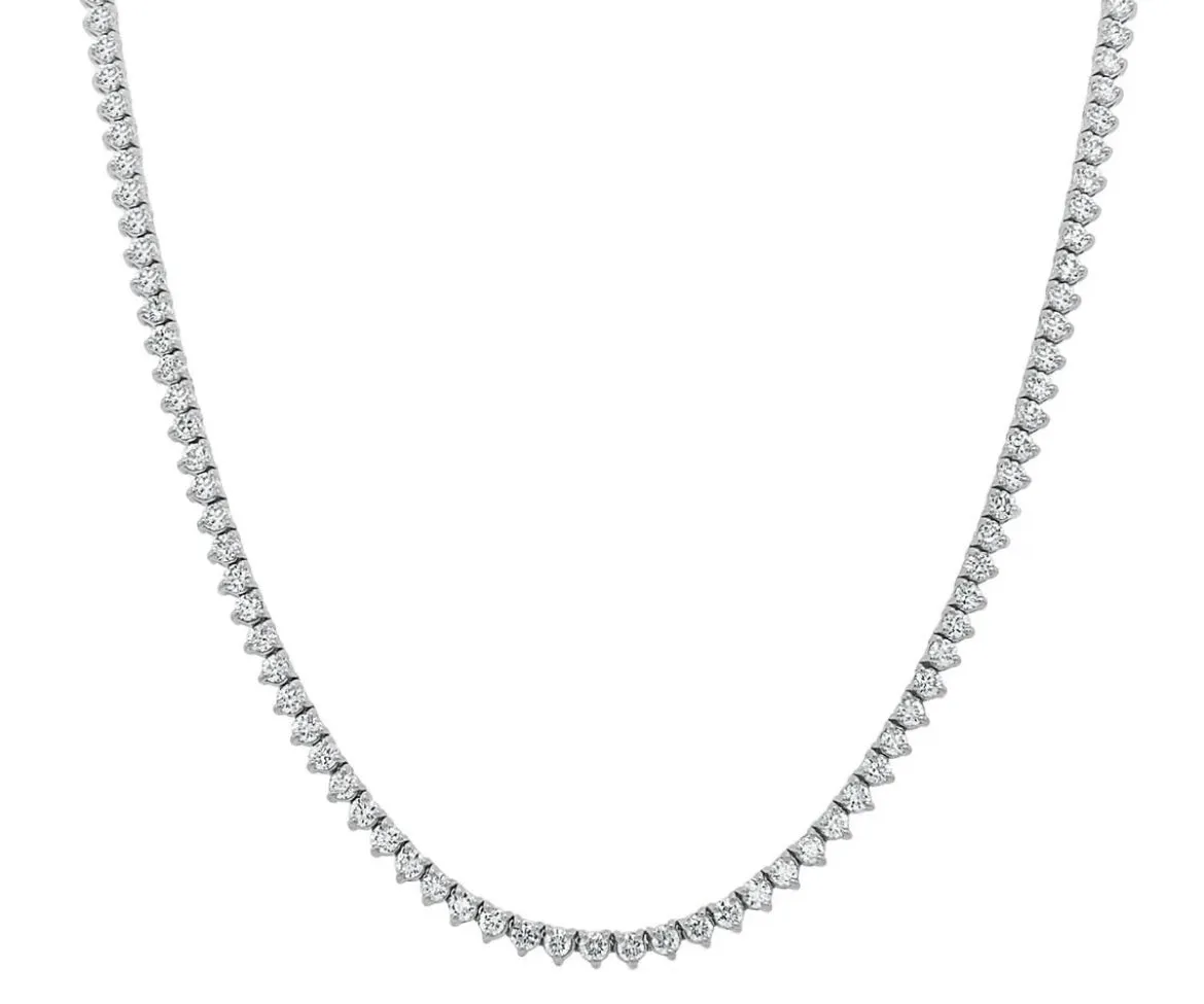 14k Three Prong Tennis Necklace