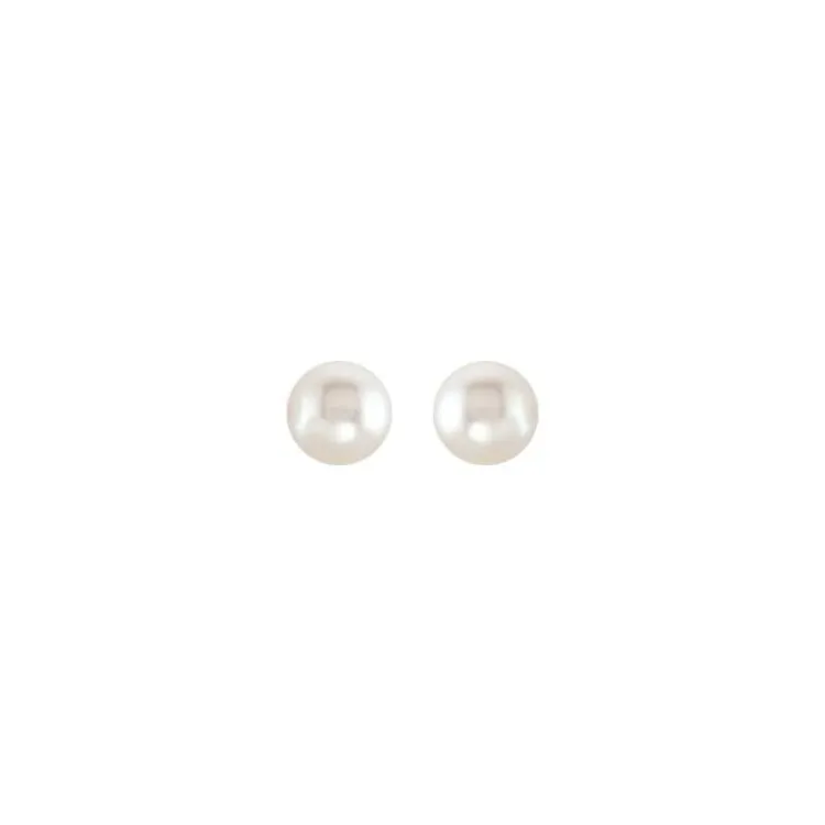 14K White Cultured White Freshwater Pearl Earrings