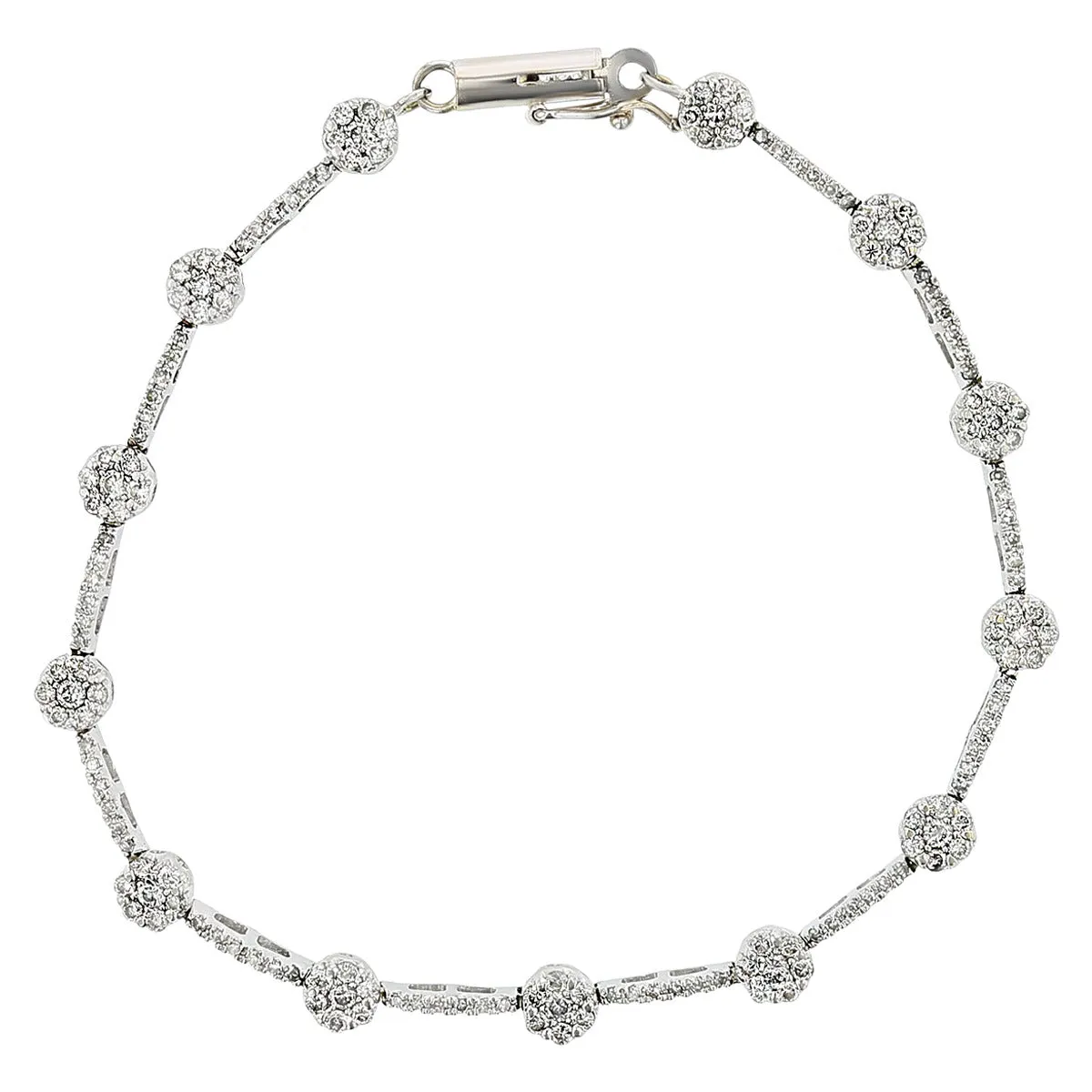 14K White Gold Diamond Station Bracelet