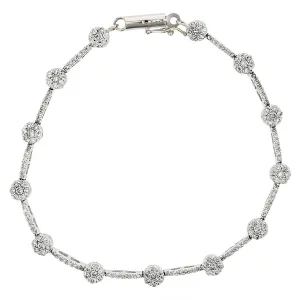 14K White Gold Diamond Station Bracelet