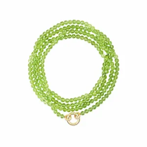14K Yellow Gold Beaded Peridot Wrap Necklace