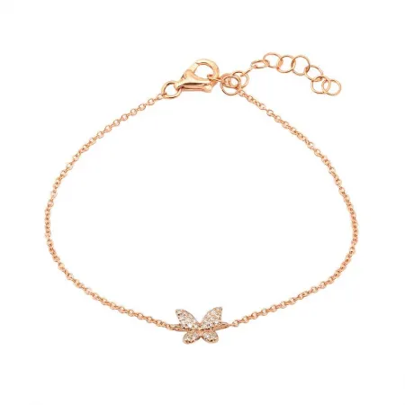14K Yellow Gold Butterfly Diamond Bracelet