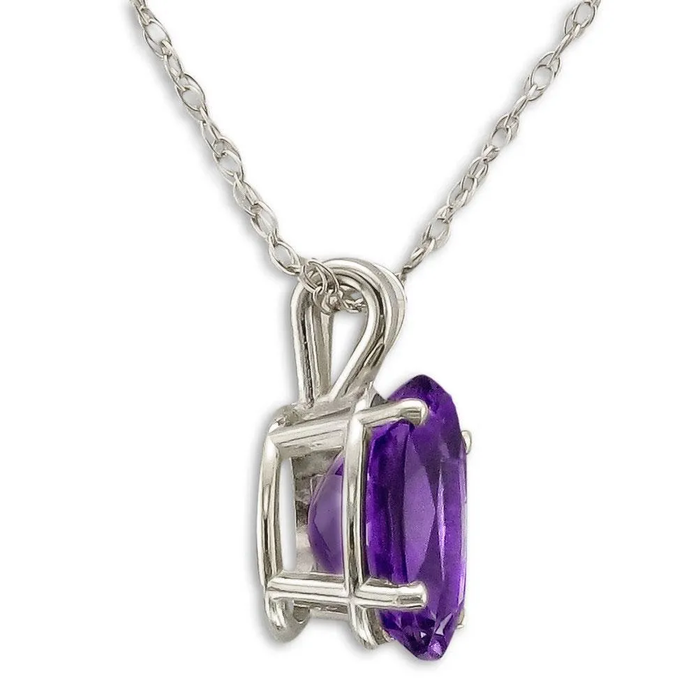 14KT GOLD 1.60 CT OVAL AMETHYST NECKLACE