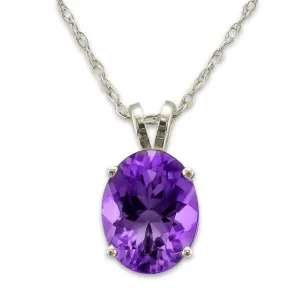 14KT GOLD 1.60 CT OVAL AMETHYST NECKLACE