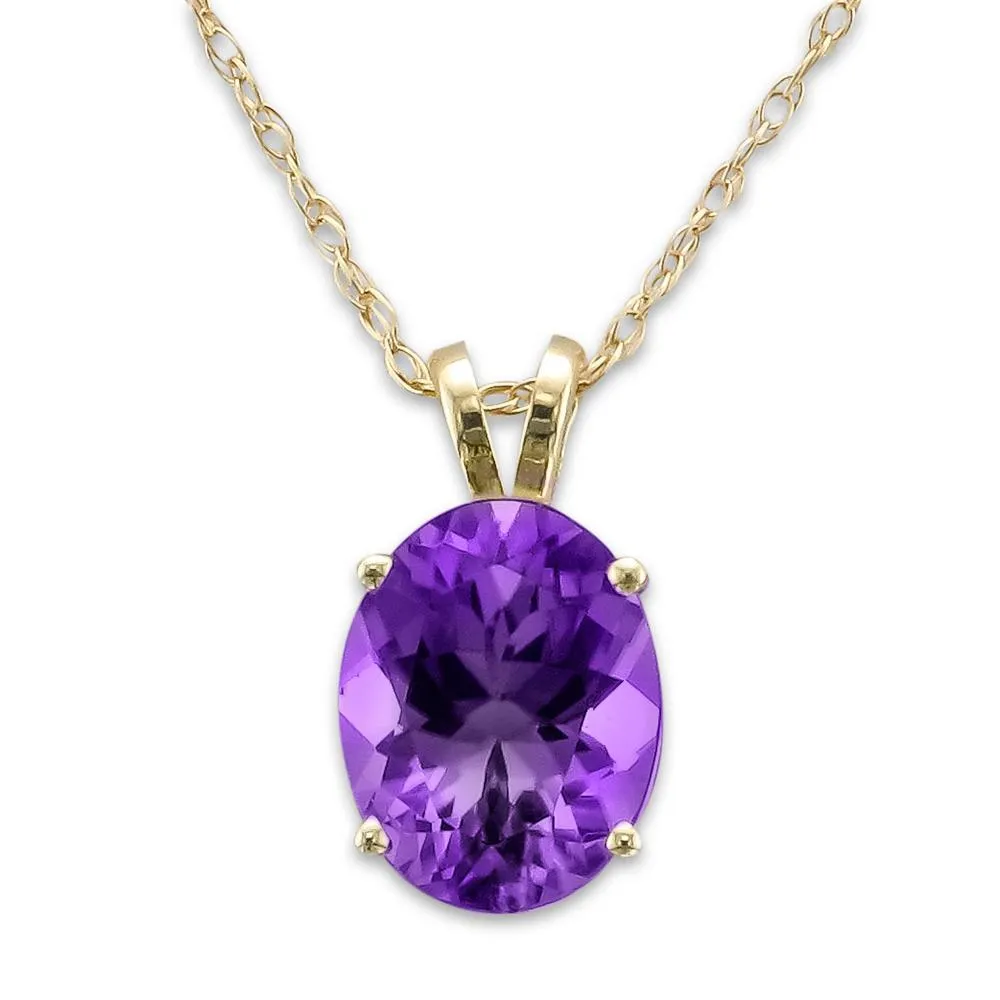 14KT GOLD 1.60 CT OVAL AMETHYST NECKLACE