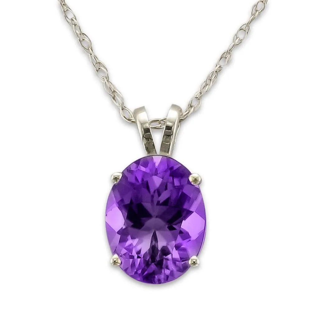 14KT GOLD 1.60 CT OVAL AMETHYST NECKLACE