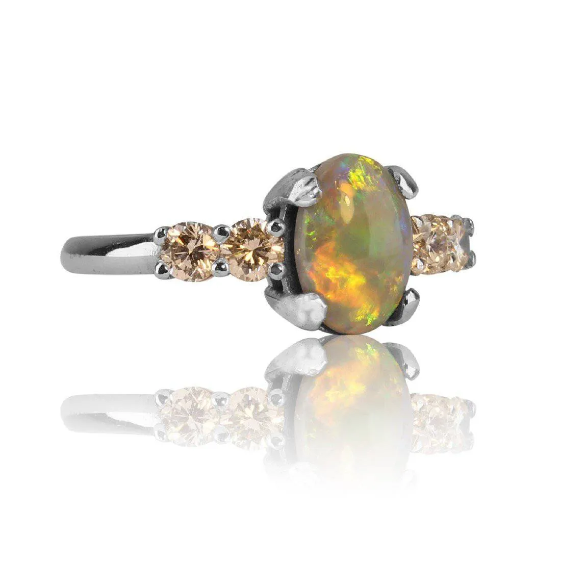 14kt White Gold Black Opal Diamond ring