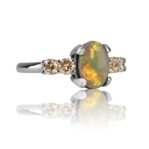 14kt White Gold Black Opal Diamond ring