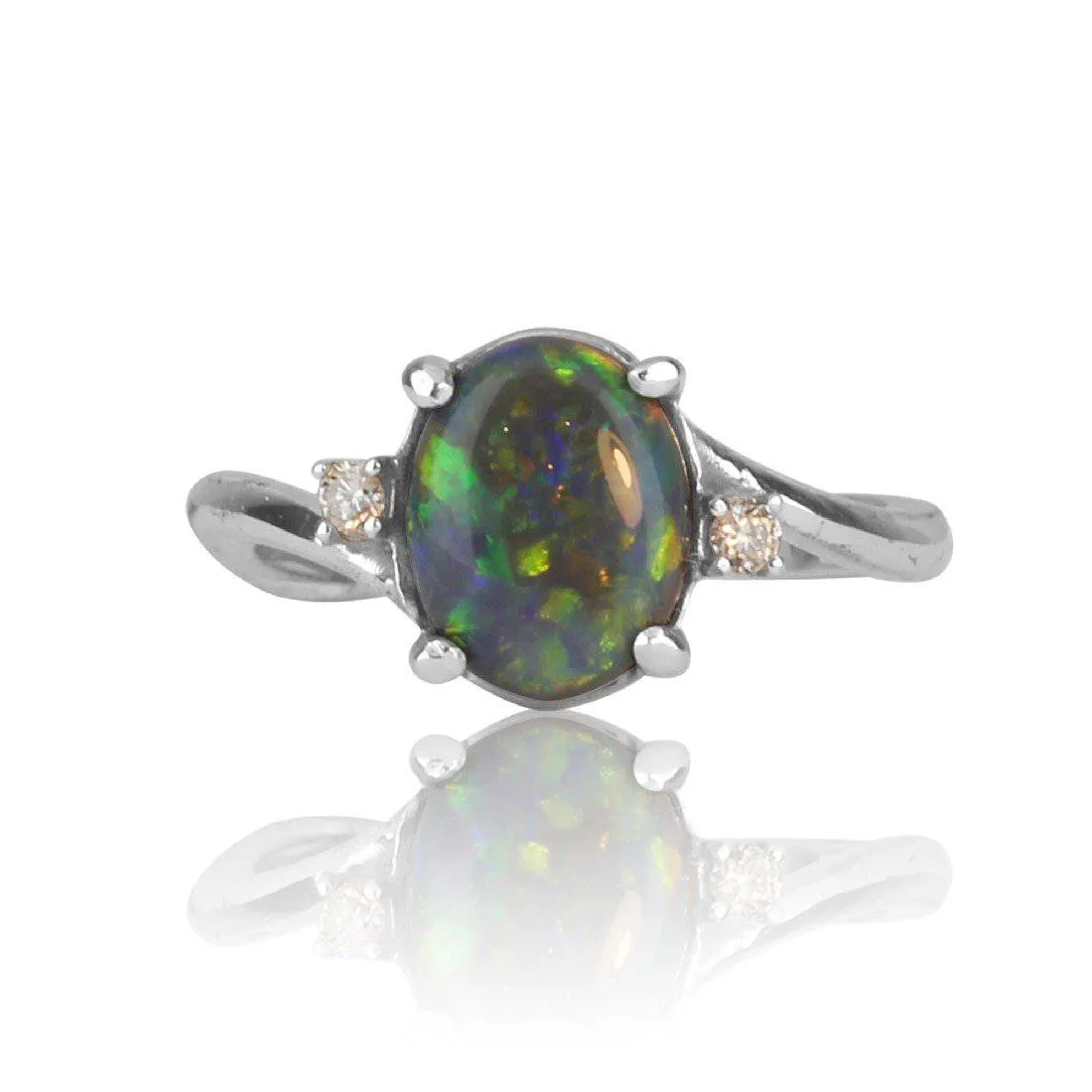 14kt White Gold Black Opal ring