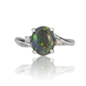 14kt White Gold Black Opal ring