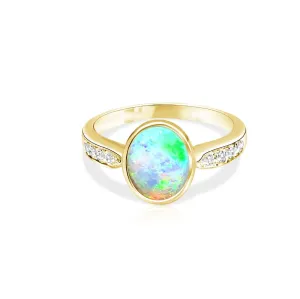 14kt Yellow Gold Opal and Diamond ring