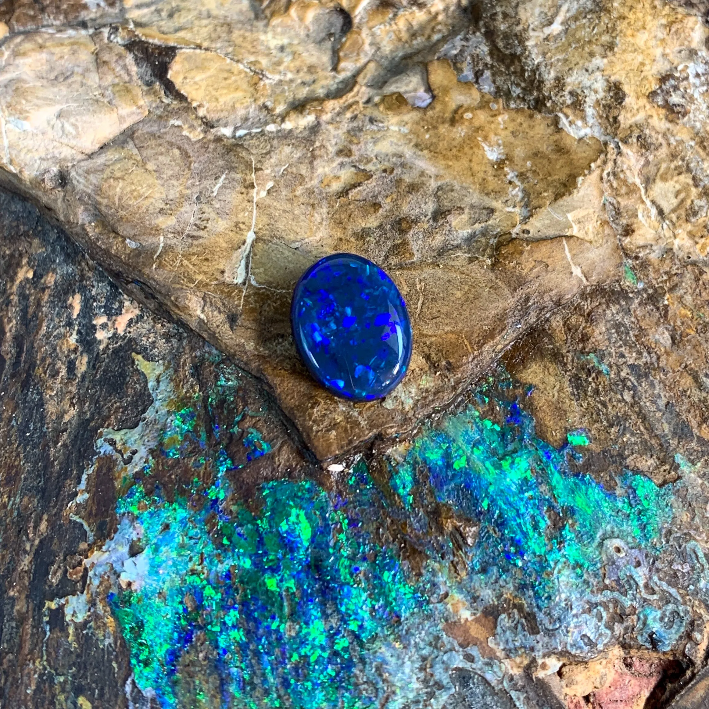 1.7ct Oval Black Opal loose Blue