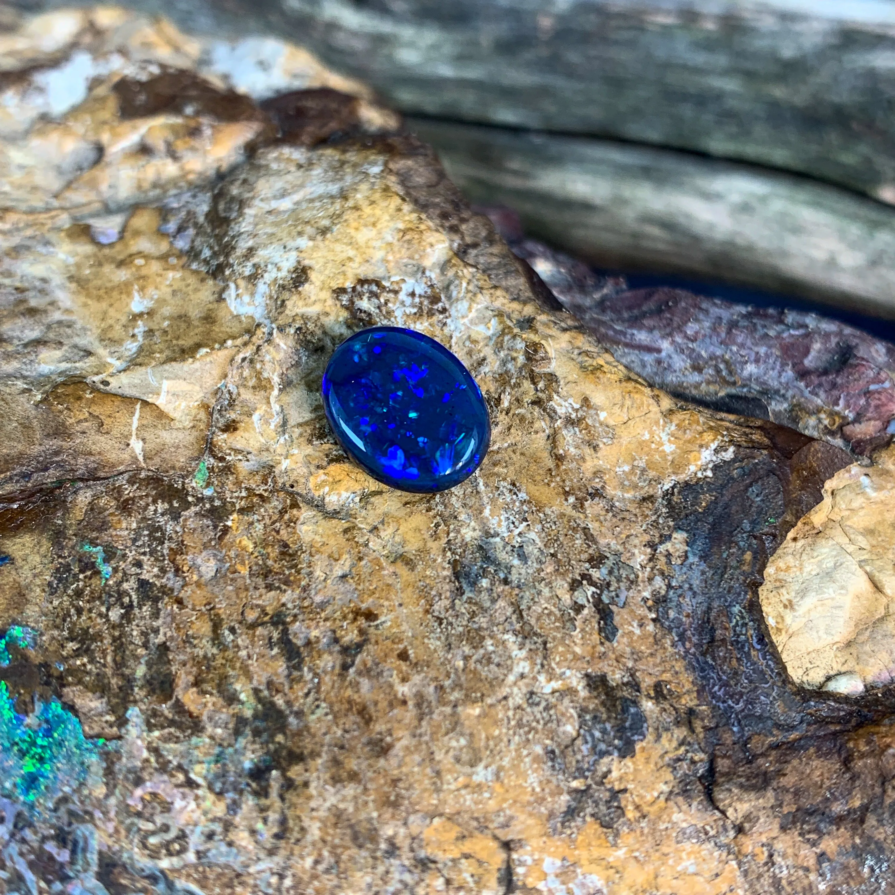 1.7ct Oval Black Opal loose Blue