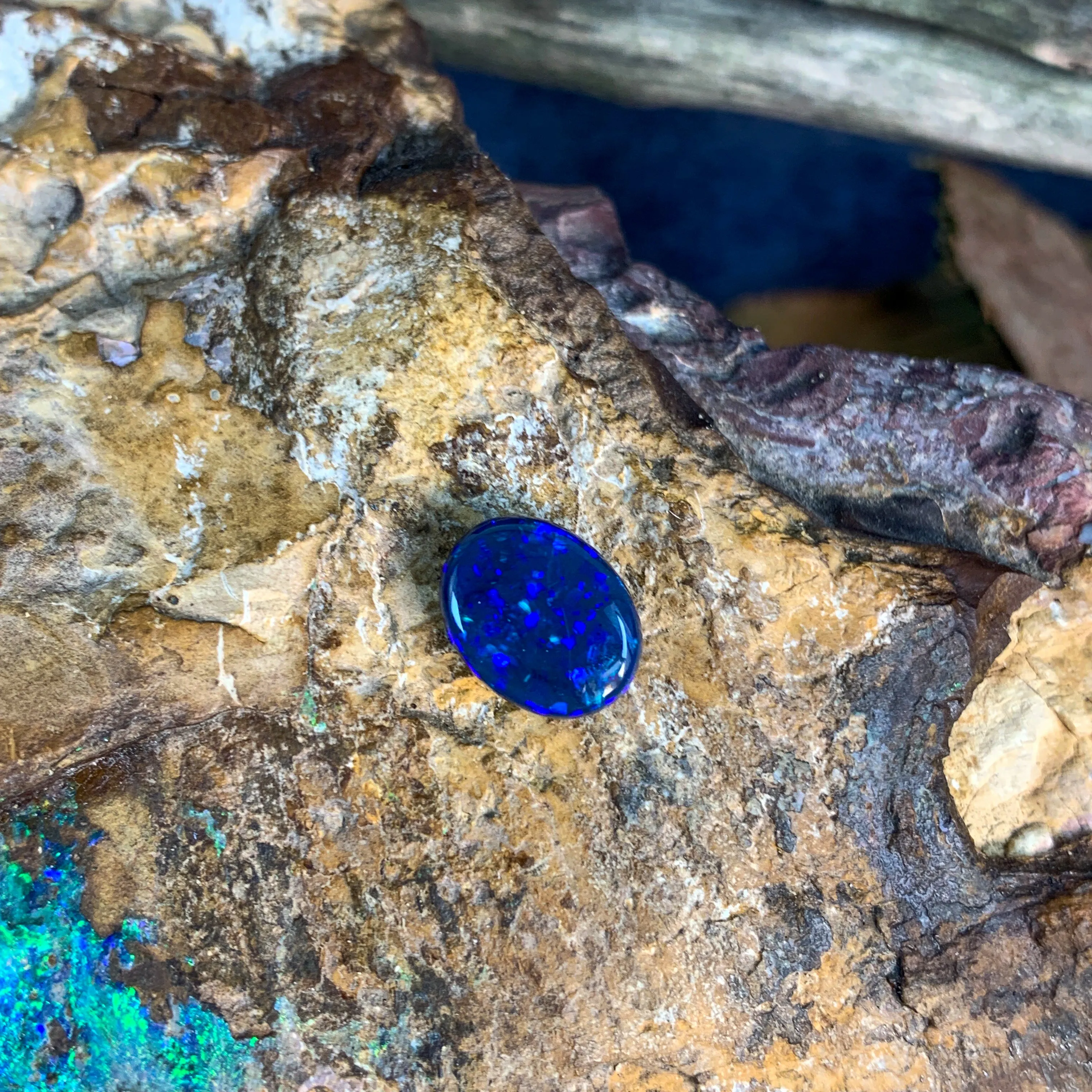1.7ct Oval Black Opal loose Blue