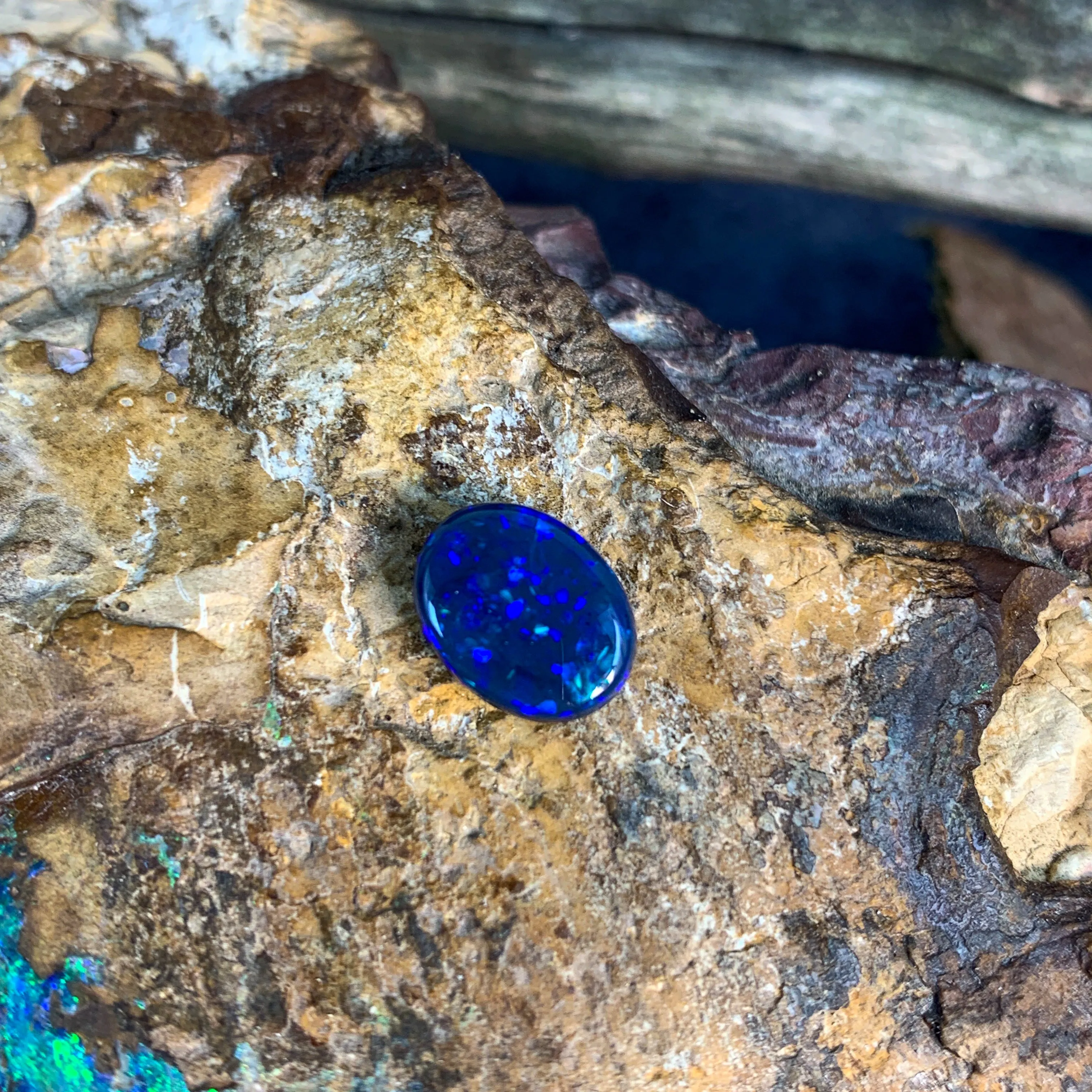 1.7ct Oval Black Opal loose Blue