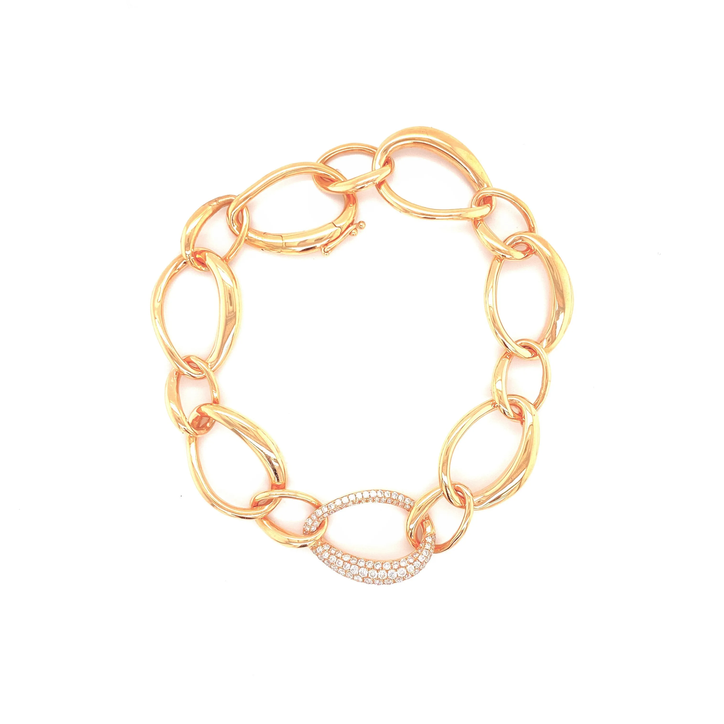 18K Rose Gold Diamond Link Bracelet