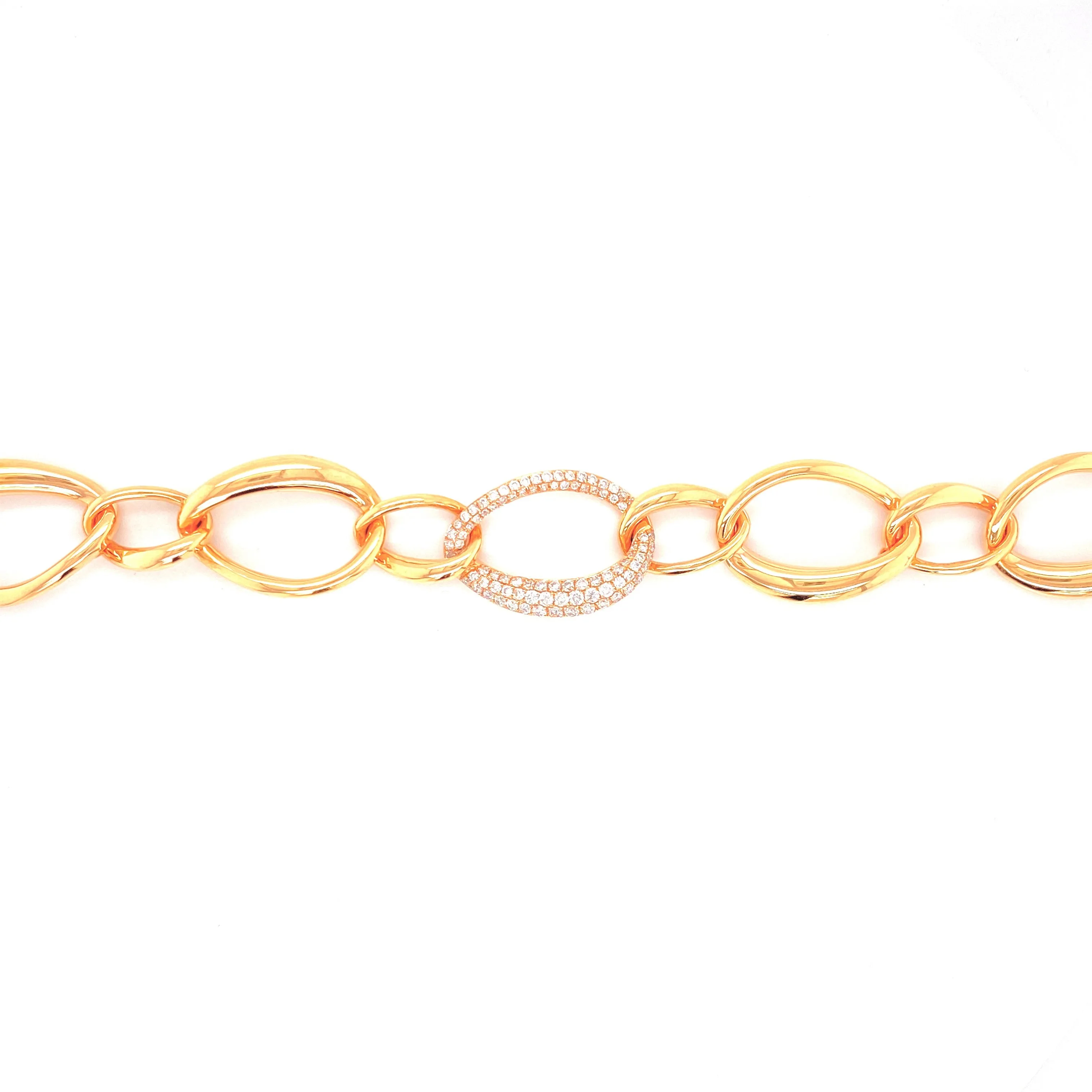 18K Rose Gold Diamond Link Bracelet