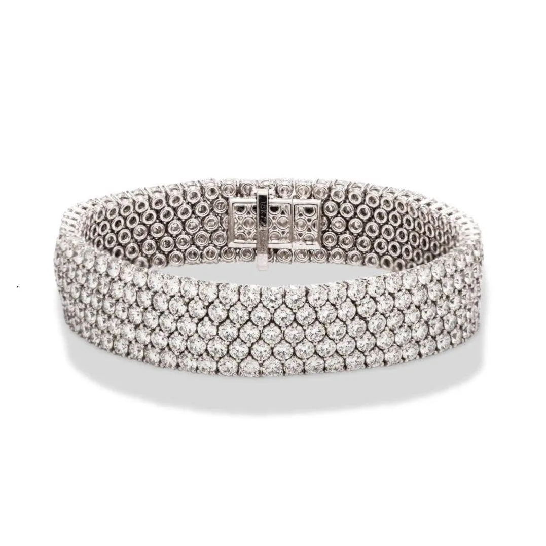 18k White Gold 5 Row Diamond Bracelet