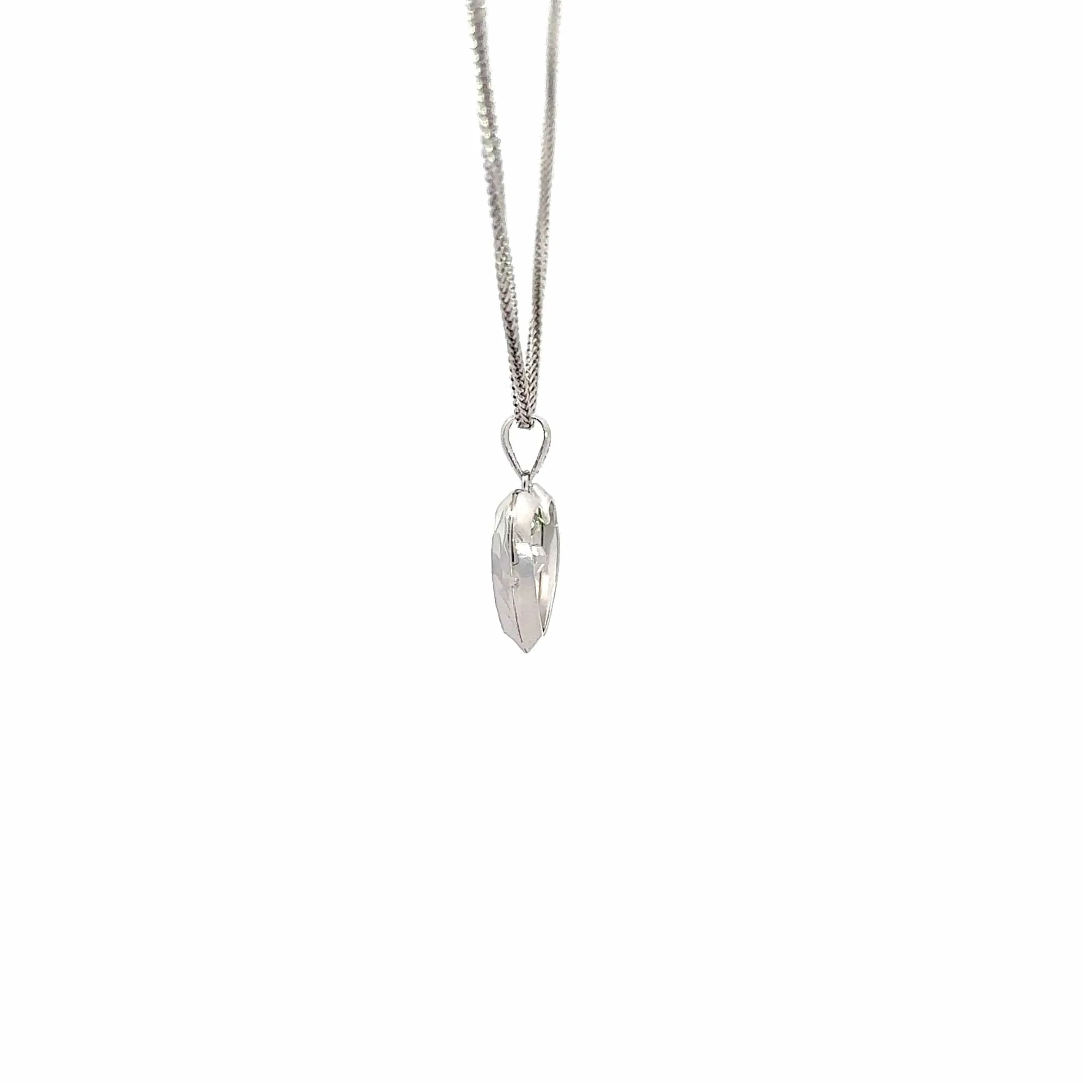 18K White Gold Diamond Cut Heart Pendant Necklace