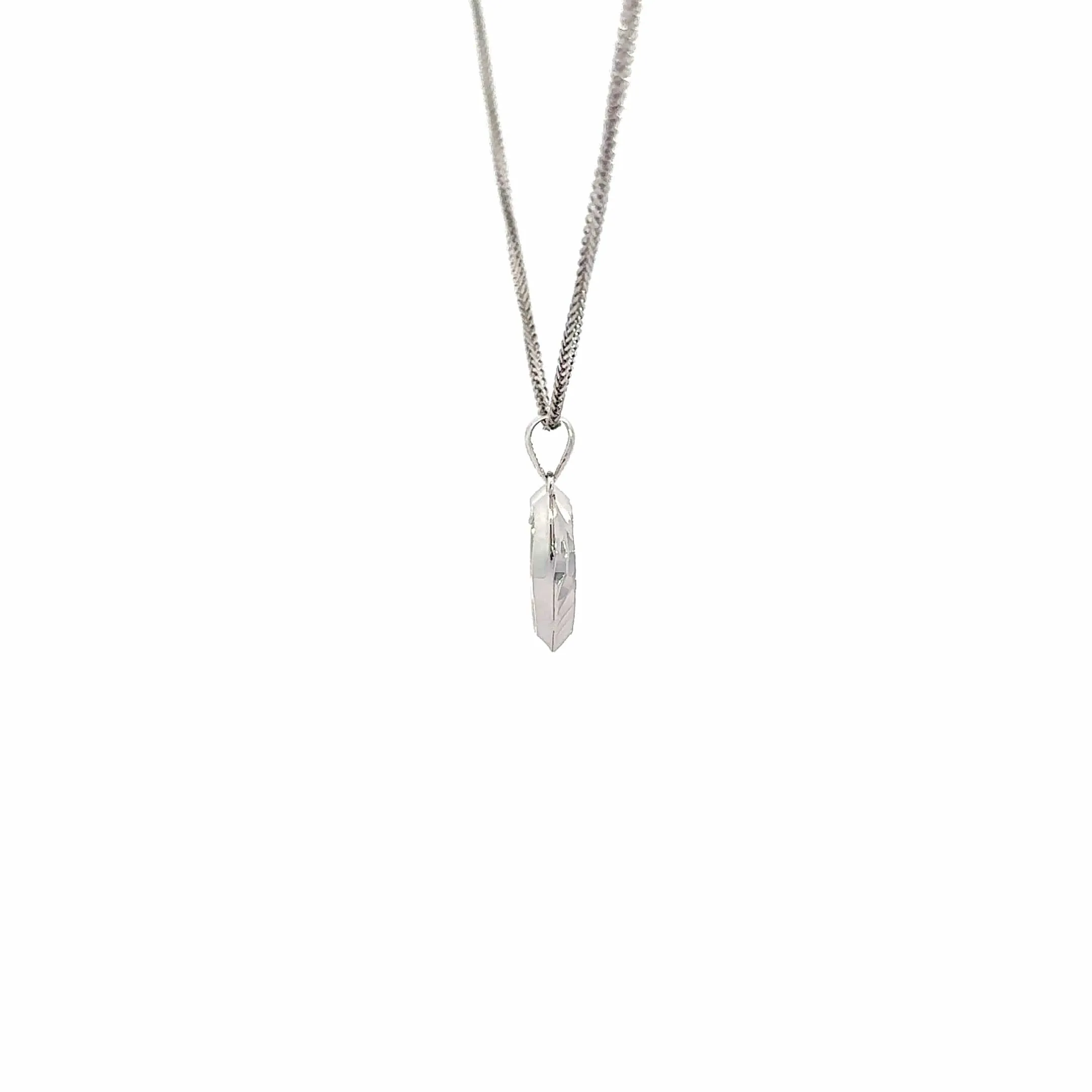 18K White Gold Diamond Cut Heart Pendant Necklace