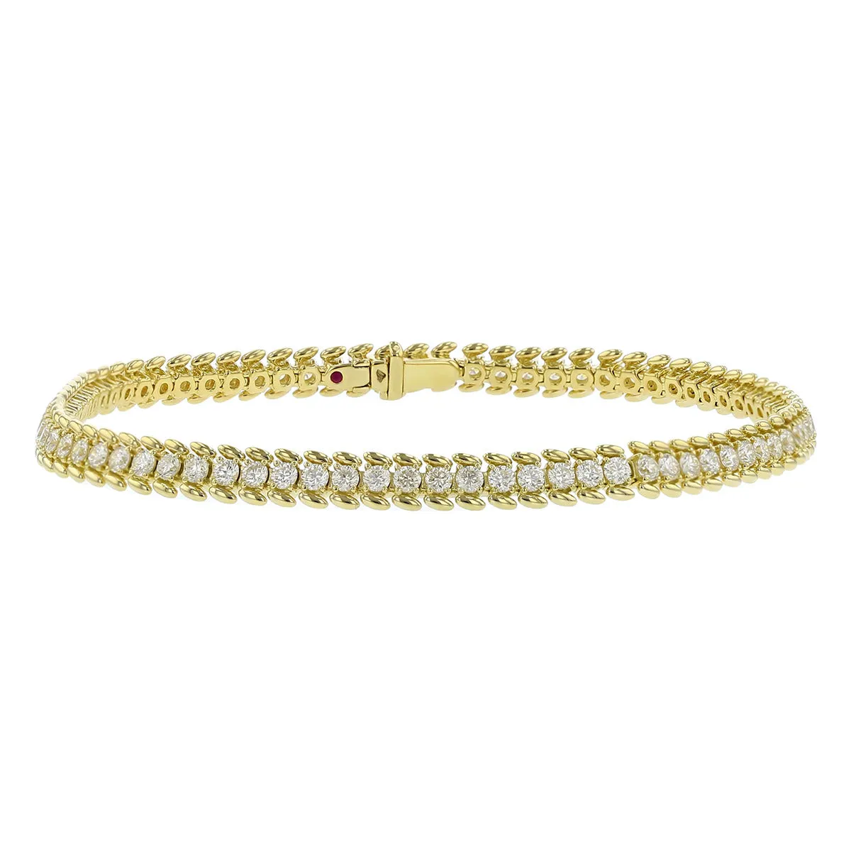 18K Yellow Gold and Diamond Line Bracelet