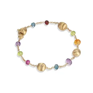 18K Yellow Gold Mixed Gemstone Single Strand Bracelet