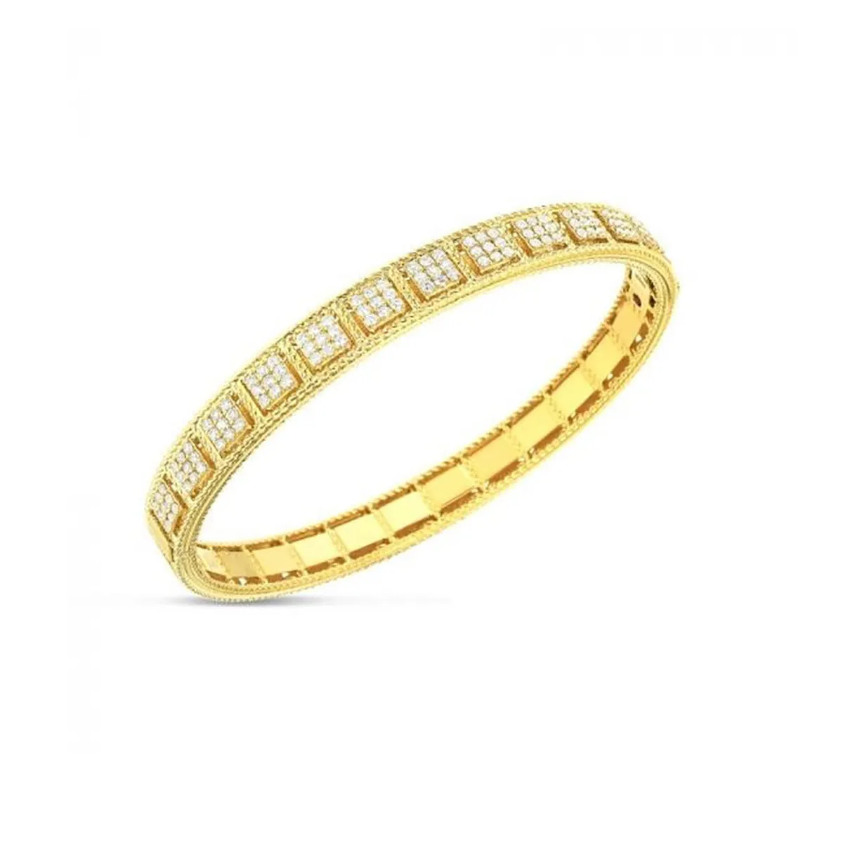 18KT Gold Roman Barocco Bangle with Diamonds