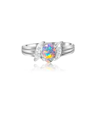 18kt White Gold Boulder Opal and Diamond ring
