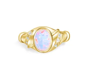 18kt Yellow Gold Fire Opal and Diamond ring