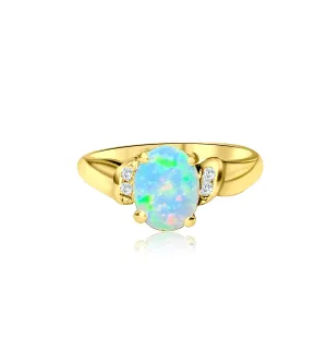 18kt Yellow Gold Opal and Diamond ring