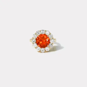 2.39ct Fire Opal Diamond Heirloom Bezel Ring