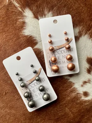 5 Pair Pearl Studs