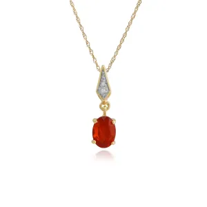 9 karat Gelbes Gold Feuer opal & Diamant 18zoll Halskette