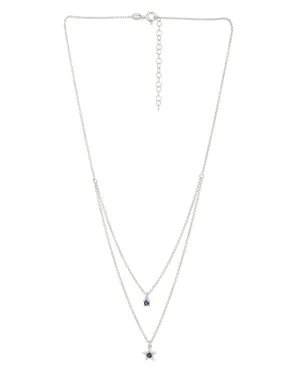 925 Sterling Silver Rhodium Plated Double Chain Necklace