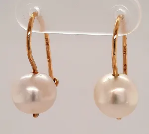 9ct Yellow Gold Freshwater Pearl Drop/Dangle Earrings